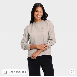 A NEW DAY Embellished Gray Crew Neck Sweatshirt - Small
